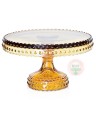 Amber Hobnail Cake Stand